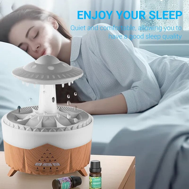 Rain Cloud Humidifier Raindrop Mushroom Humidifier 2/4/8H Timing Colorful Night Light Essential Oil Diffuser Home Bedroom Gifts