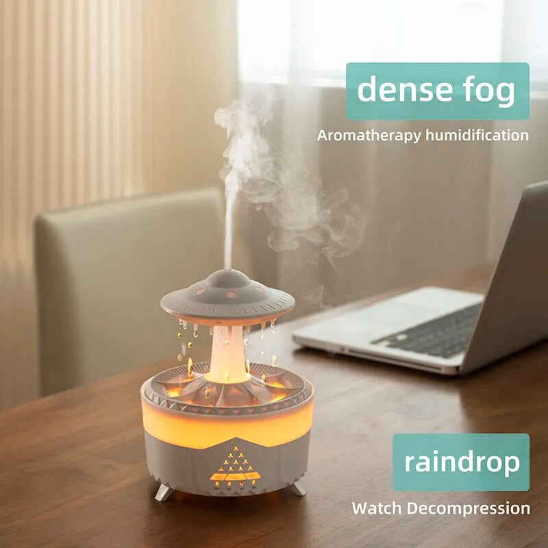 Rain Cloud Humidifier Raindrop Mushroom Humidifier 2/4/8H Timing Colorful Night Light Essential Oil Diffuser Home Bedroom Gifts