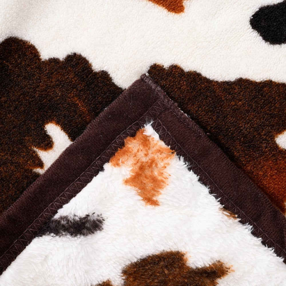 Cow Print Blanket with 2 Cushion Covers Flannel Fleece Brown Cow Blanket Soft Lightweight Fuzzy Cow Print Blankets and Throws for All Seasons Decorations Pillow Size 79X59 Gifts