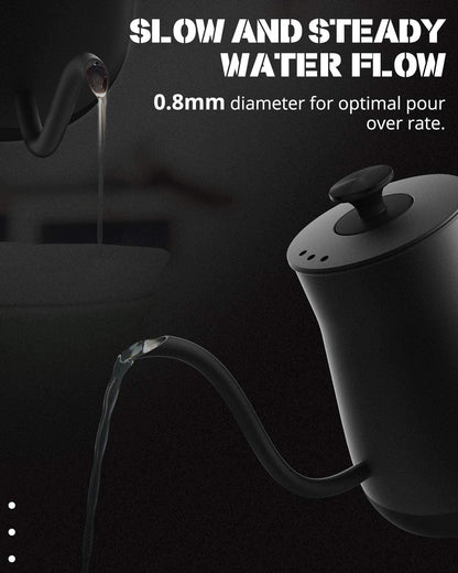 Electric Kettle, 100% Stainless Steel Tea Kettle Pour over for Coffee & Tea, 0.8L,1000W,Matte Black