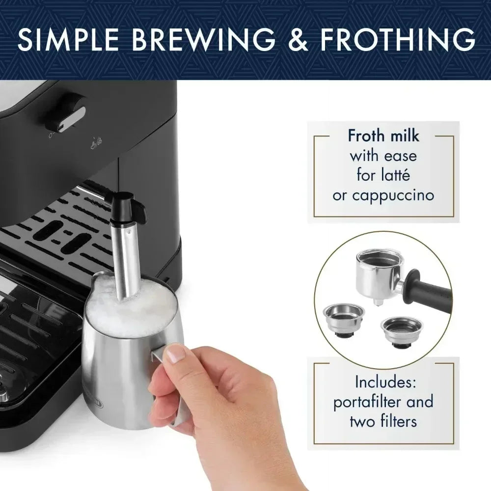 Manual Espresso Machine Coffee Maker Latte & Cappuccino Maker & Stainless Steel Milk Frothing Pitcher Kitchen Appliances Home