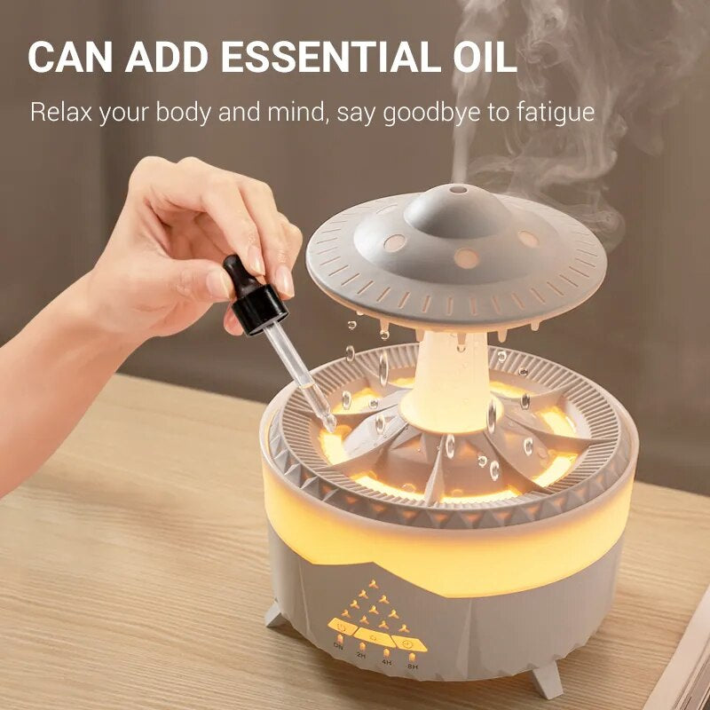 Rain Cloud Humidifier Raindrop Mushroom Humidifier 2/4/8H Timing Colorful Night Light Essential Oil Diffuser Home Bedroom Gifts